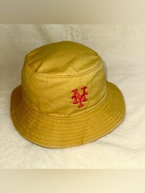 Vintage New York Mets Annco Bucket Hat Yellow Orange 90s MLB Professional Model